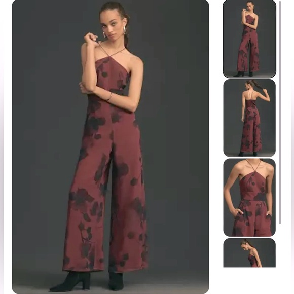 NWT Anthropologie Hutch Wine Jumpsuit L